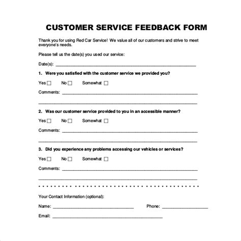 FREE 24+ Sample Customer Feedback Forms in PDF | Excel | Word