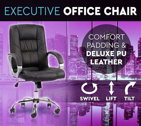 Executive Premium PU Leather Office Chair Deluxe Black 14. Afterpay | zipPay | zipMoney