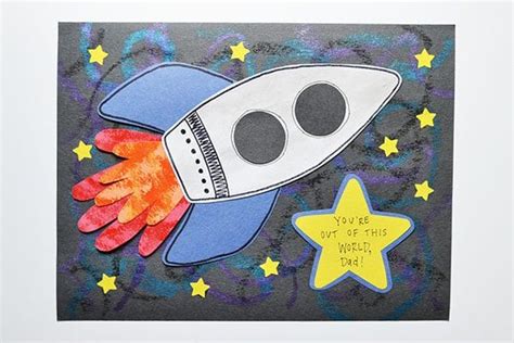 Handprint Rocket Card for Father's Day! - Red Ted Art - Kids Crafts