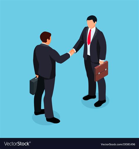 Isometric businessmen shake hands Royalty Free Vector Image