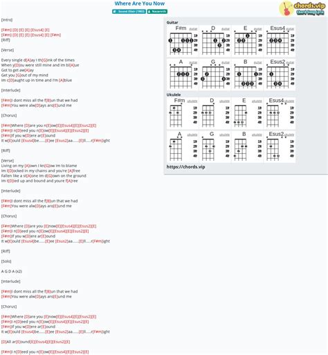 Chord: Where Are You Now - tab, song lyric, sheet, guitar, ukulele ...