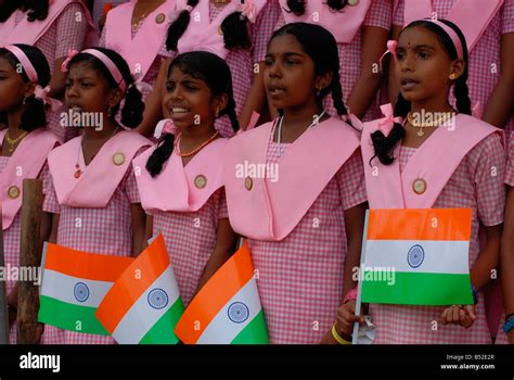 School children singing Indian National anthem Stock Photo - Alamy