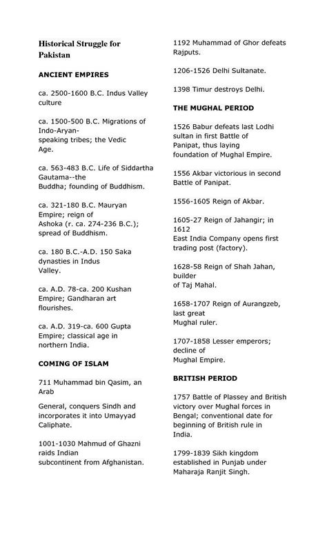 SOLUTION: Timeline of historical struggle for pakistan - Studypool