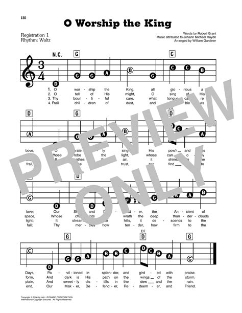 O Worship The King Sheet Music | Robert Grant | E-Z Play Today