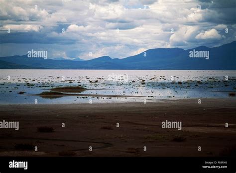 View of Yuriria lagoon, artificial lake created in 1548, Guanajuato ...