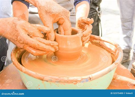 Hands Working on Pottery Wheel Stock Photo - Image of handwork, hobbies ...