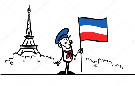 Dibujos animados de bandera de Francia París, Torre Eiffel — Foto de Stock #106256596