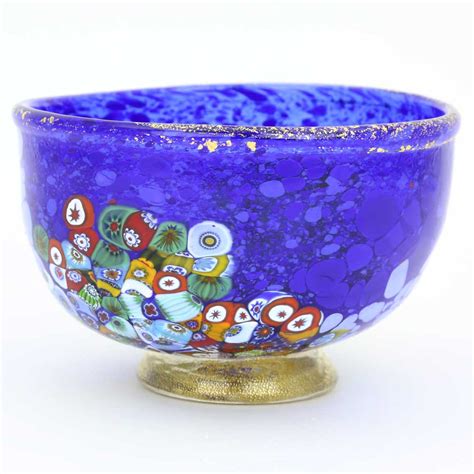 Murano Glass Vases | Murano Millefiori Art Glass Bowl - Blue