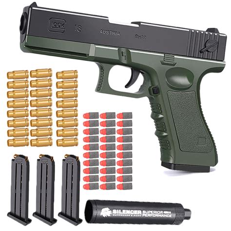 Buy KFGJ Glock & M1911 Shell Ejection Soft Bullet Toy , Ejecting Magazine and Pull Back Action ...