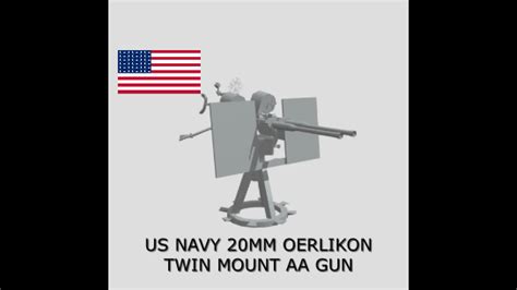 OBJ file US NAVY 20MM OERLIKON TWIN MOUNT AA GUN 🔫 ・3D print design to download・Cults