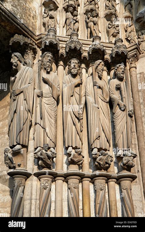 Medieval Gothic Sculptures of the South portal of the Cathedral of ...