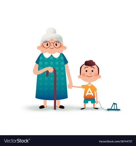 Flat Illustration, Grandsons, Anime Demon, Old Women, Grandmother, Vector Free, Olds ...