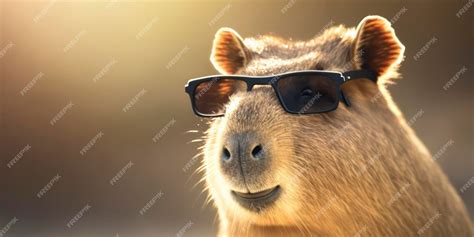 Premium Photo | Cute capybara wearing summer sunglasses, summer background