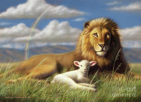 The Lion And Lamb Painting by William Hallmark - Pixels