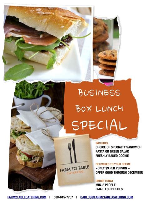 Business Box Lunch Special! | Lunch catering, Lunch specials, Buffet food