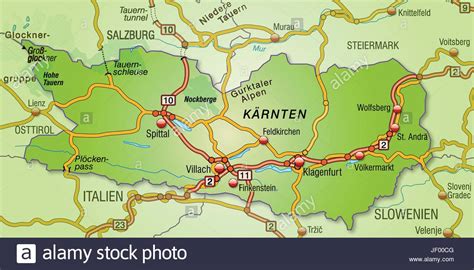 Karte von Kärnten mit Verkehrsnetz Stock-Vektorgrafik - Alamy