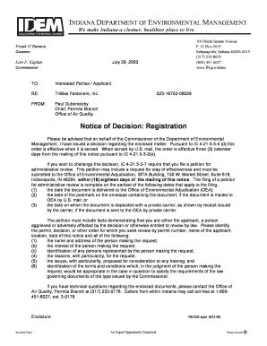 Fillable Online permits air idem in Kaplan July 29, 2003 Commissioner TO: Interested Parties ...