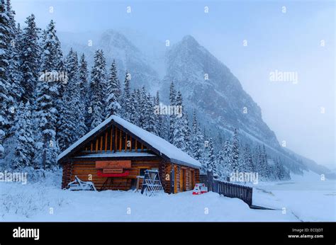 Cabin at Lake Louise, Banff National Park, Alberta, Canada Stock Photo - Alamy