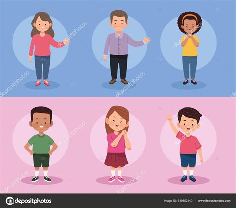 Family members six characters Stock Vector Image by ©jemastock #549552140