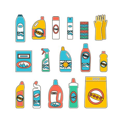 Household supplies and cleaning flat icons set 2972285 Vector Art at Vecteezy