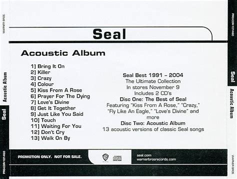 Seal - Acoustic Album | Références, Avis, Crédits | Discogs