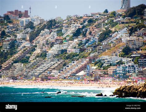 A view of Vina del Mar beach and resorts Stock Photo - Alamy