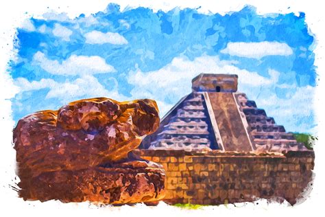 Chichen Itza View Watercolor Graphic by Poster Boutique · Creative Fabrica