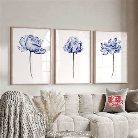 Indigo Blue Wall Art Set of 3 Downloadable Prints UKRAINE - Etsy