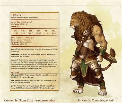 Leonin | Dungeons and dragons homebrew, Dnd 5e homebrew, D&d dungeons ...