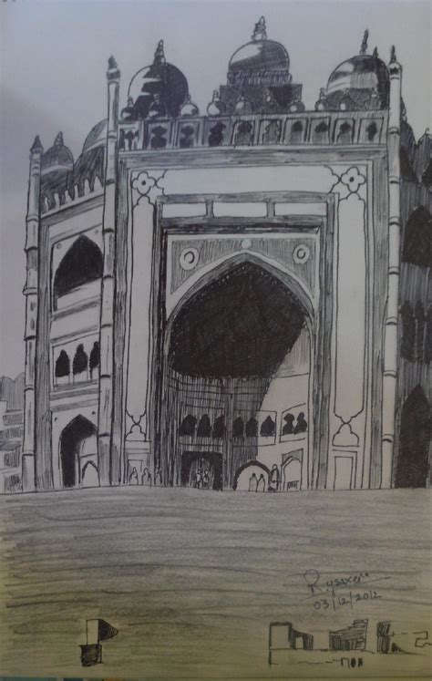 Pencil Sketch Of Buland Darwaza | DesiPainters.com