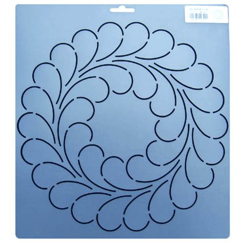 342 10.5 inch diameter feather circle block quilt stencil