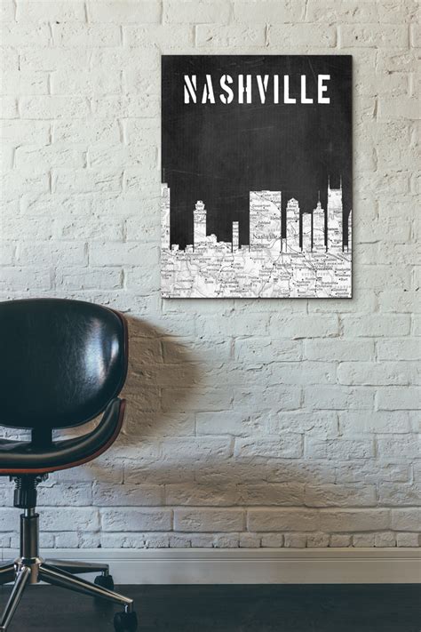 Nashville City Skyline Black and White Artblack and White | Etsy