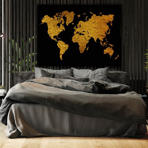 World Map Canvas Art - Gold Traveling Abstract Modern – Sense Canvas