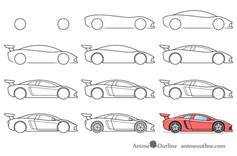 How to Draw a Sports Car Step by Step - AnimeOutline