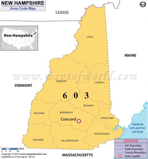 New Hampshire Area Code Map | Draw A Topographic Map