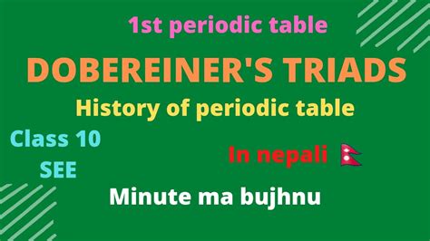 1st periodic table||Dobereiner's Triads || History of periodic table ...