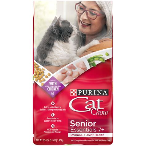 Purina Cat Chow Chicken Flavor Dry Cat Food for Senior Cats, 3.15 lb ...