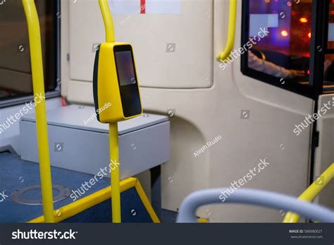 Interior Modern City Bus Yellow Handles Stock Photo 588980021 ...