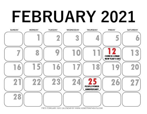 Free Printable February 2021 Calendar in PDF: 11 Best Designs!