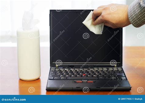 Laptop screen cleaning stock image. Image of display - 28977955