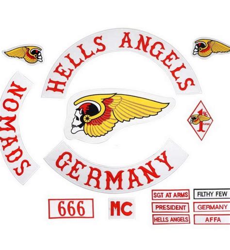 HELLS ANGELS NOMADS GERMANY 17 PCS Machine Embroidery Motorcycle club Patch MC Embroidered Full ...