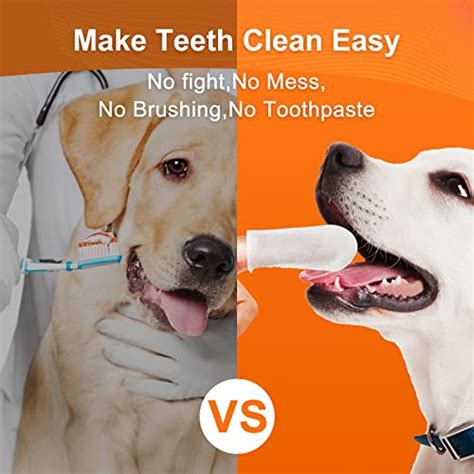 yadee Dog Teeth Cleaning Finger Wipes, 100Pcs Dog Dental Care Wipes for Cats and Dogs, Pet Oral ...