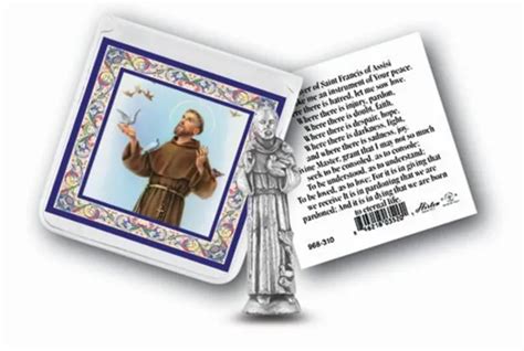 ST FRANCIS ASSISI Mini Pocket Statue Patron Saint Metal Figurine w/ Prayer Card $9.99 - PicClick