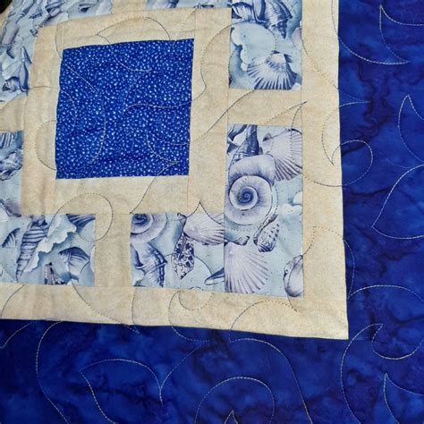 Blue and Yellow Block in a Block Quilt With Beach and Fish - Etsy