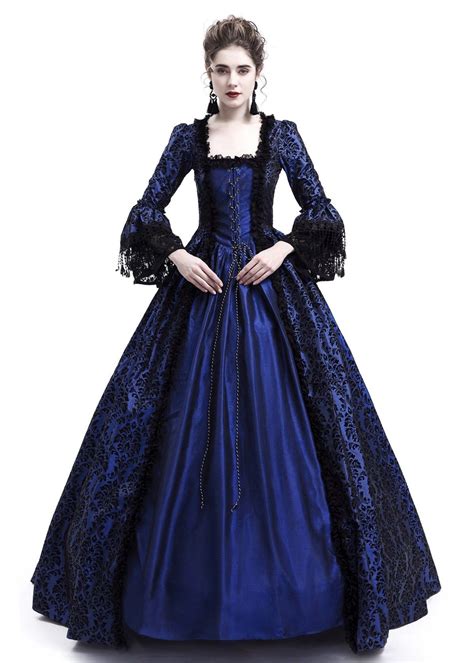 Blue Ball Gown Victorian Costume Dress D3006 - D-RoseBlooming ...