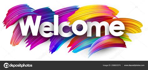 Welcome Poster Spectrum Brush Strokes White Background Colorful Gradient Brush Stock Vector ...