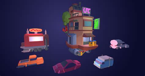 Low Poly Sci-fi Building Gaz Station and Vehicles | 3D Sci-Fi | Unity Asset Store