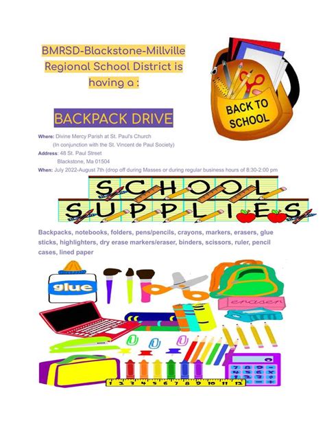 BMRSD - Backpack Drive | Blackstone-Millville Regional School District