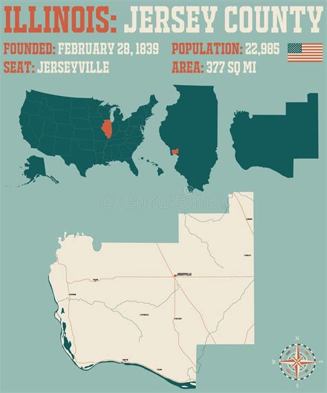 Map of Jersey County in Illinois Stock Vector - Illustration of blue ...