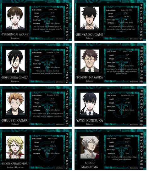 Psycho Pass - Character Cards by EsteeSo on DeviantArt Psycho Pass ...